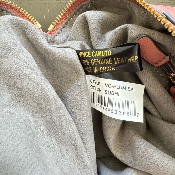 Vince Camuto Plum Soft Pebbled Leather Satchel Handbag Color Sushi/Coral Top Zip - Picture 8 of 16